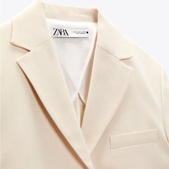 Zara Buttoned Cotton Blazer New - Picture 5 of 9